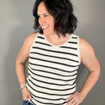 Ivory/Black Round Neck Top Tops- Tanks STACCATO