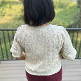 Cream Ruffle Puff Sleeve Cable Knit Top