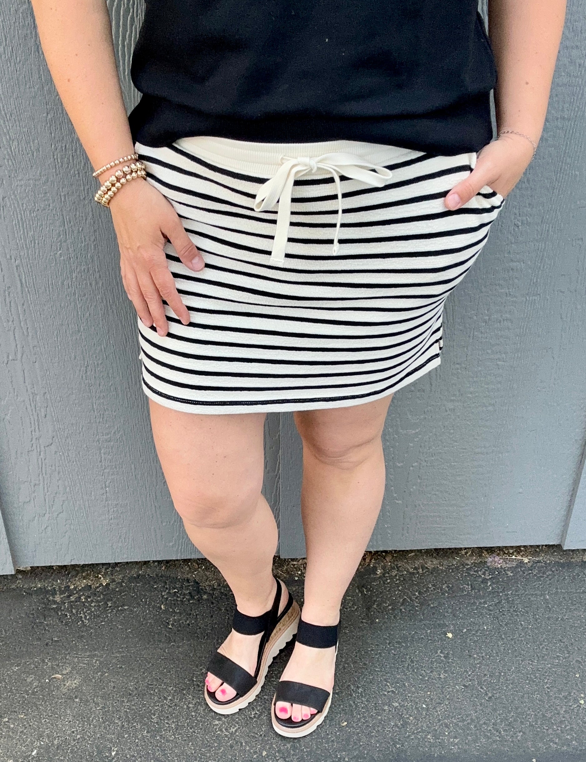 Ivory Black Jenna Skirt Bottom- Skirt THREAD & SUPPLY