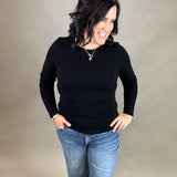 Black Hacci Ribbed Knit Top Top - Sweater STACCATO