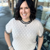 Cream Short Sleeve Knit Top Top - Sweater THML