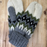 Cream, Green, Black & Grey Mittens Accessories- Mittens PANACHE