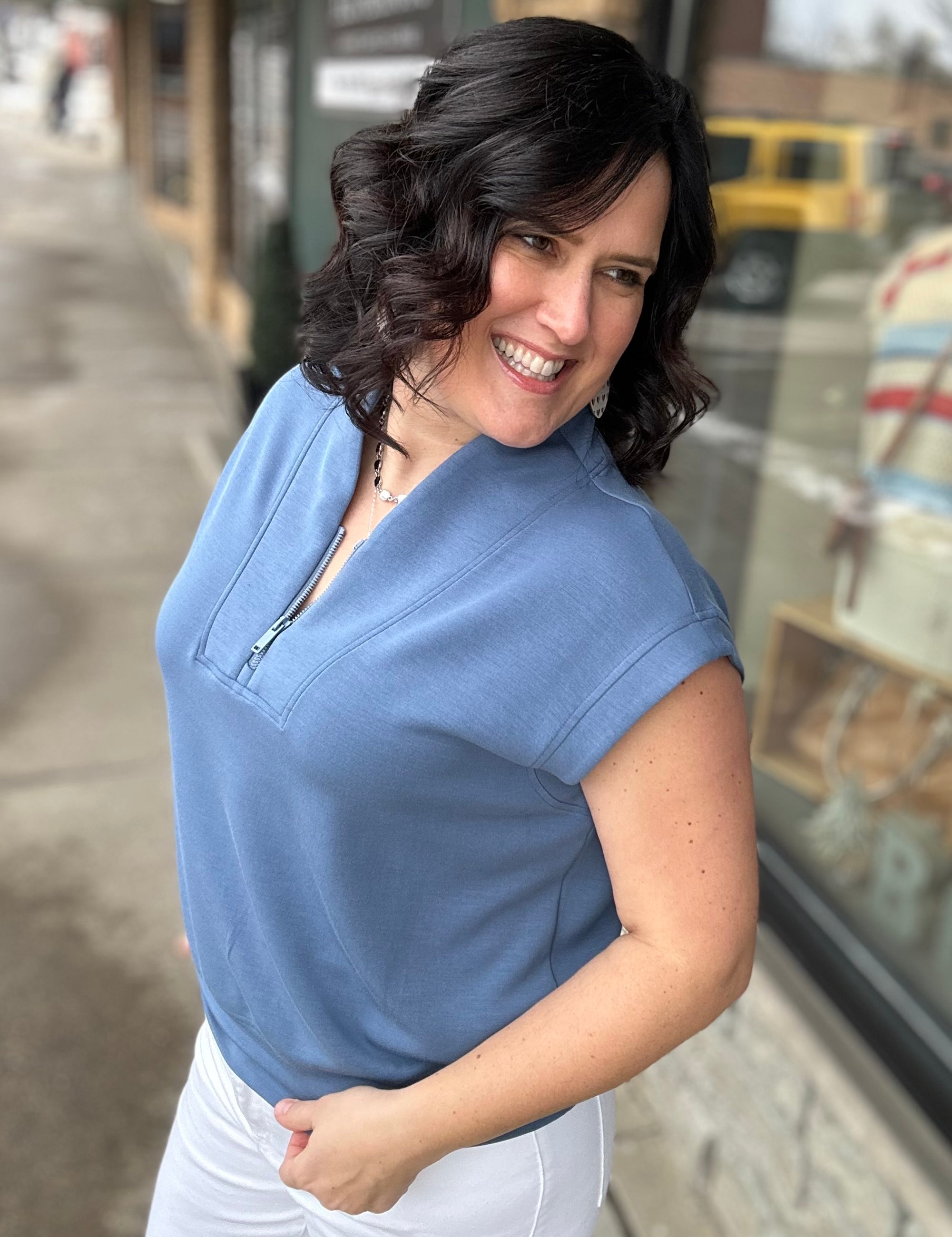 Paradise Blue Modal Sleeveless Top Top- Sweatshirt RAE MODE
