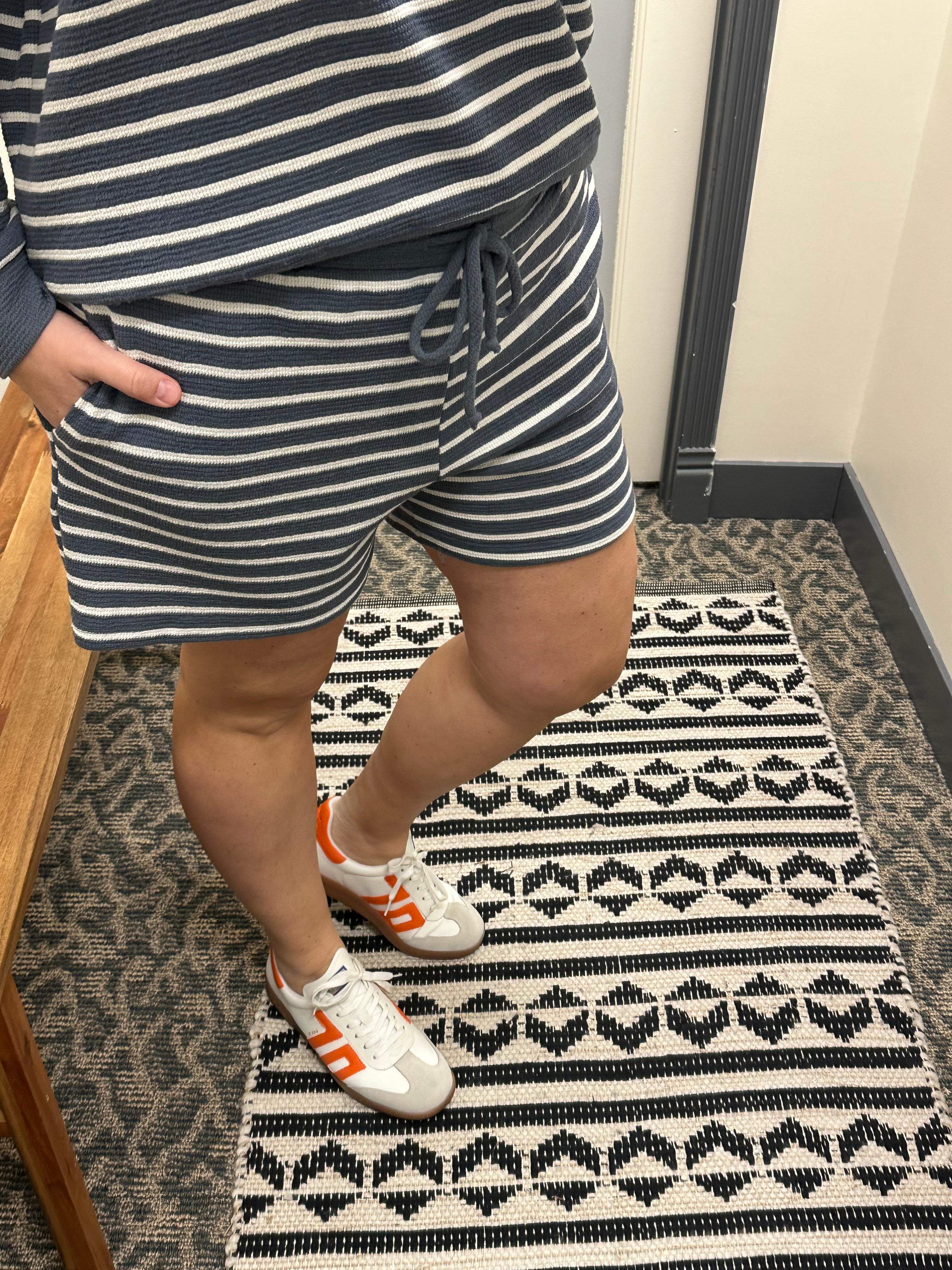 Denim Sailor Cloudy Knit Stripe Shorts Bottoms - Shorts TRES BIEN