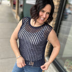 Navy Chunky Open Stitch Sweater Vest Top - Sweater DOE & RAE