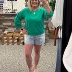 Green Seam Detail Top Top- Sweatshirt JODIFL