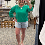 Green Seam Detail Top Top- Sweatshirt JODIFL