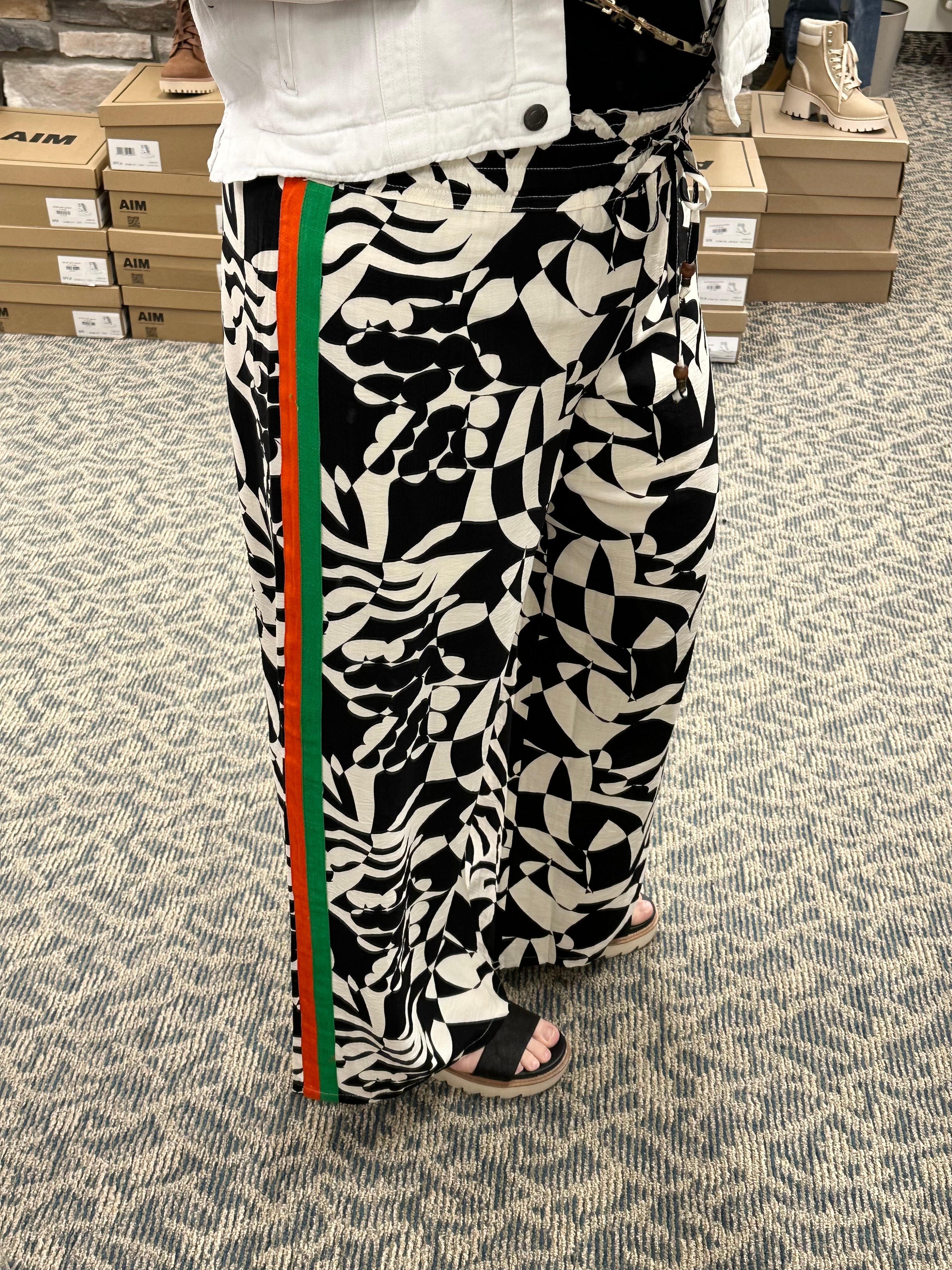 Black Pattern Detail Pant