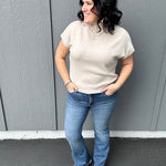 Oatmeal Mock Neck Sweater Vest Top - Sweater STACCATO