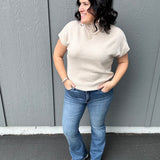 Oatmeal Mock Neck Sweater Vest Top - Sweater STACCATO