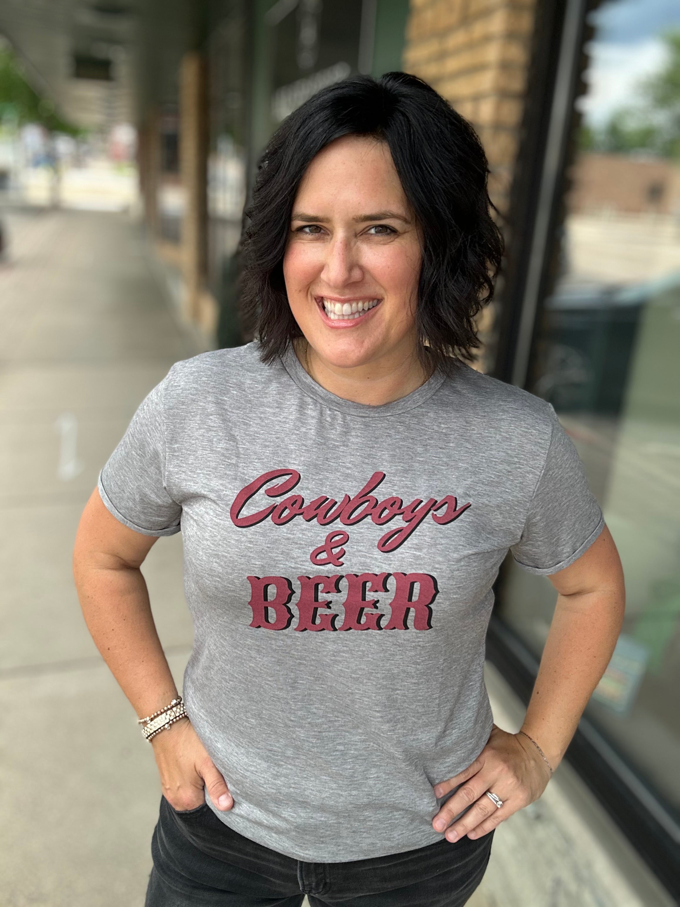 Cowboys & Beer Tee Tops- Tees PANACHE