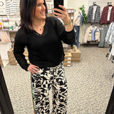 Black Split Neck Open Knit Sweater Top - Sweater DOE & RAE