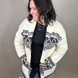 Ivory/Black Motif Coatigan