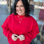 Red Reversible Mock Neck Top - Sweatshirt BUCKETLIST