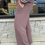 Brown Cloud Knit Wide Leg Drawstring Pants