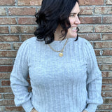 Heather Grey Vertical Stripe Textured Sweater