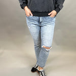 Acid Cloud Cropped Boot Cut Jeans Bottom- Pants MICA DENIM