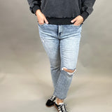 Acid Cloud Cropped Boot Cut Jeans Bottom- Pants MICA DENIM