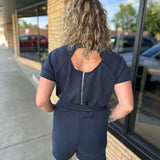 Navy Modal Drawstring Romper Jumpsuit DOE & RAE