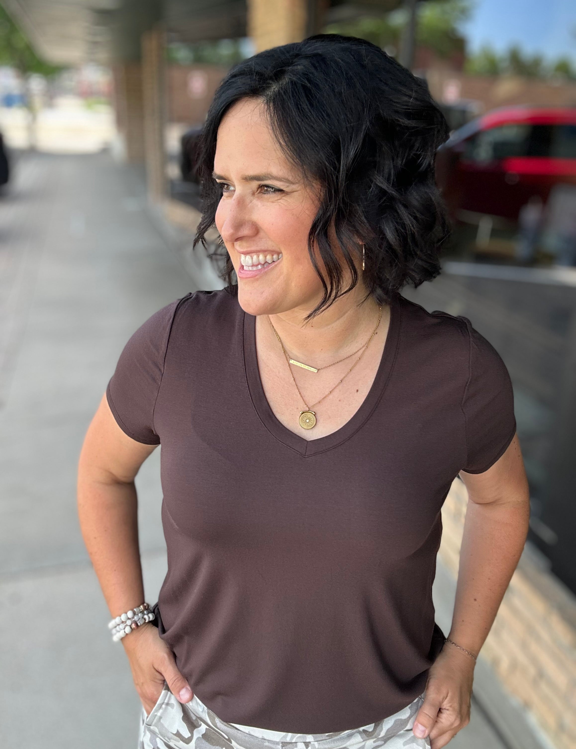 Coffee Bean Tatiana Tee Top - Tee THREAD & SUPPLY