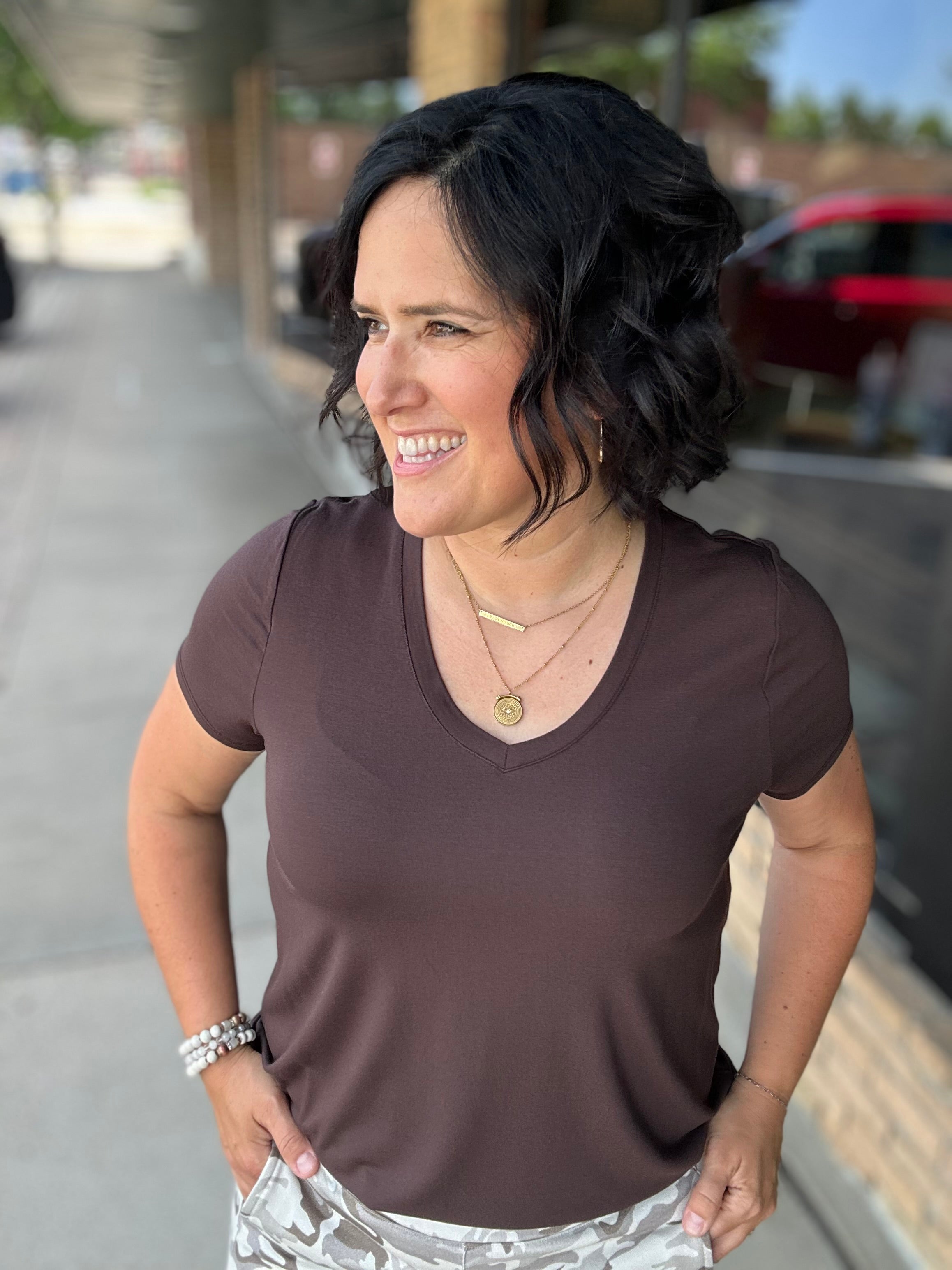 Coffee Bean Tatiana Tee Top - Tee THREAD & SUPPLY