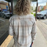 Oatmeal/Grey Lulu Hero Stretch Flannel Shirt