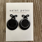 Black Bow Leather Earrings