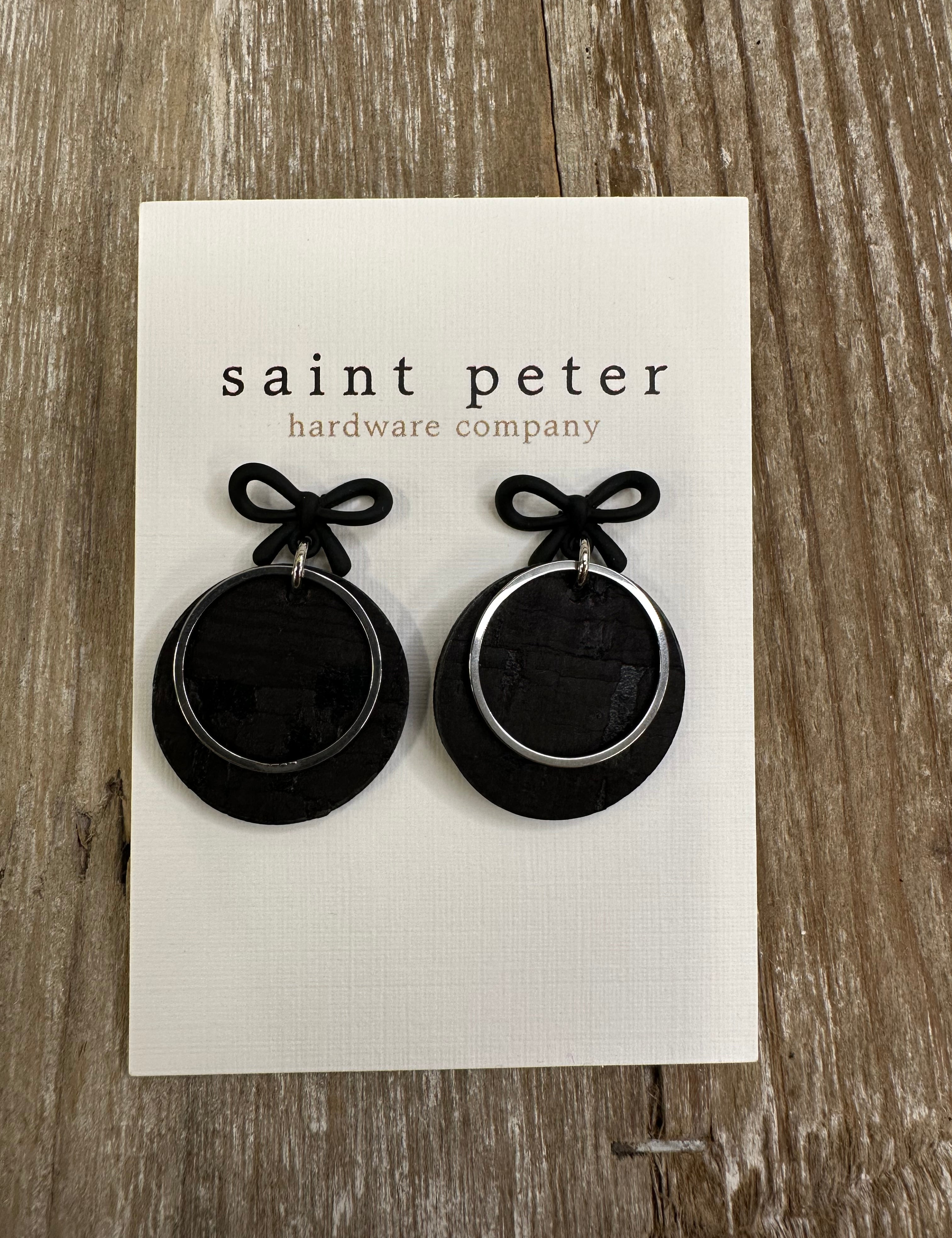 Black Bow Leather Earrings Jewelry - Earrings St. Peter hardware