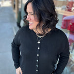 Black Button Down Cardigan Tops- Cardigans STACCATO