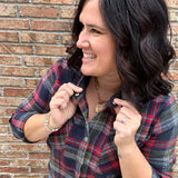 Navy Plaid Shirt Jacket