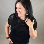 Black Loose Knit Sweater Top Top - Sweater ZENANA