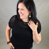 Black Loose Knit Sweater Top Top - Sweater ZENANA