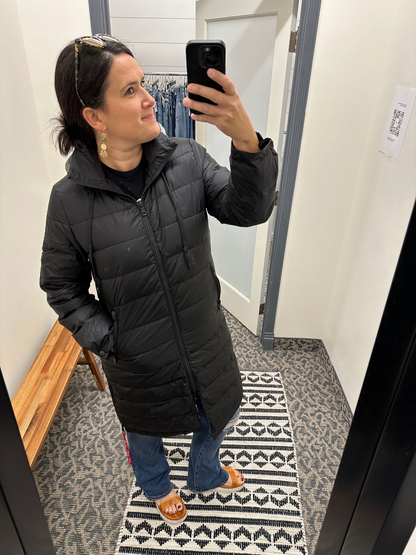 Black Quilted Hooded Jacket