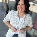 Vienna Linen Sage Stripe Top