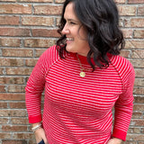 Red Striped Raglan Sweater