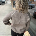 Mocha Soft Brush Textured Espresso Pullover Top - Sweater HEM & THREAD