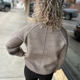 Mocha Soft Brush Textured Espresso Pullover Top - Sweater HEM & THREAD
