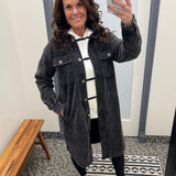 Washed Black Terry Long Jacket