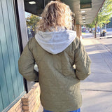 Olive Quilted Hooded Jacket