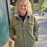 Olive Quilted Hooded Jacket