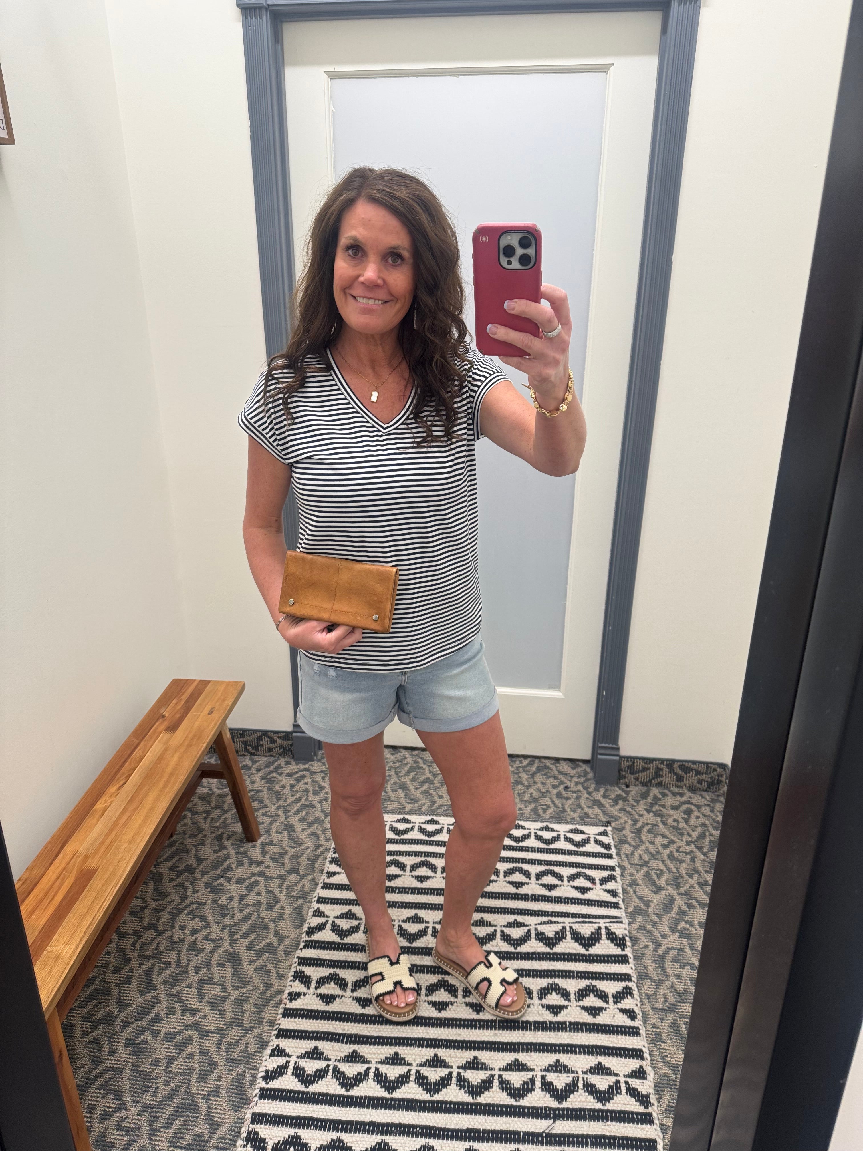Blue/White Striped V-Neck Top Top - Tee STACCATO