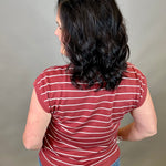Marsala Striped Short Sleeve Sweater Top - Sweater STACCATO