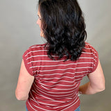 Marsala Striped Short Sleeve Sweater Top - Sweater STACCATO