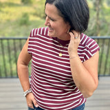 Wine Stripe Ribbed Sleeveless Top