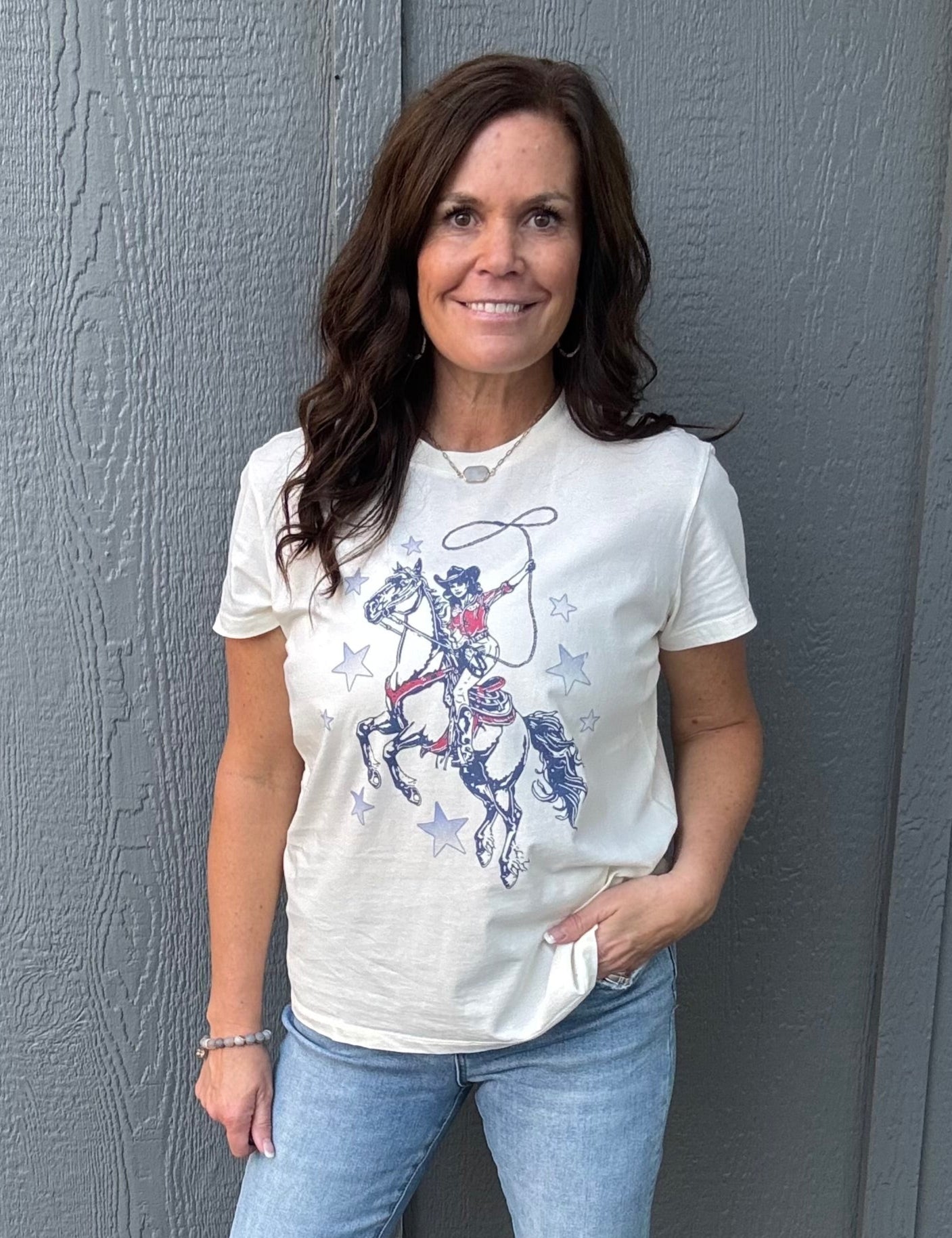 Cream Cowgirl Graphic Tee Tops- Tees FLAG AND ANTHEM