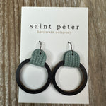 Medium Circle Earrings w/ Teal Leather Jewelry - Earrings St. Peter Hardware