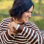 Brown & Cream Stripe Sweater Top - Sweater Mod Ref