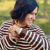 Brown & Cream Stripe Sweater Top - Sweater Mod Ref