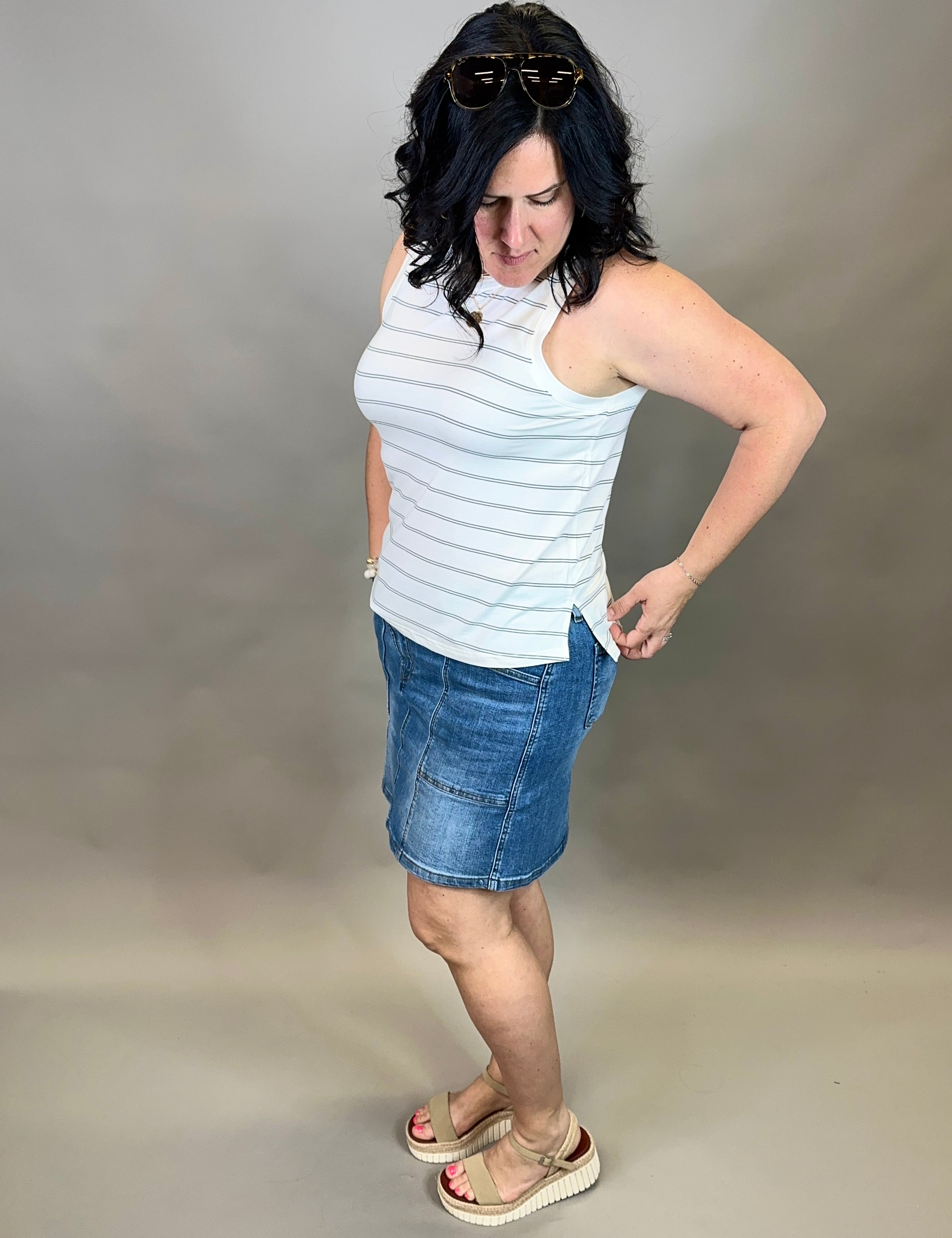 Desert Green Stripe Mary Tank Tops- Tanks THREAD & SUPPLY