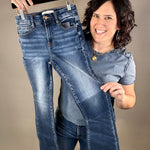 High Rise Dark Bootcut Jeans Bottom- Pants RISEN